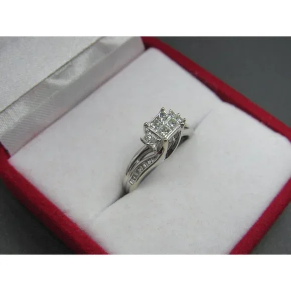 Size 6.5 10K White Gold 2.4 Total Carat Weight Of Natural Diamonds Band Ring - Picture 4 of 10